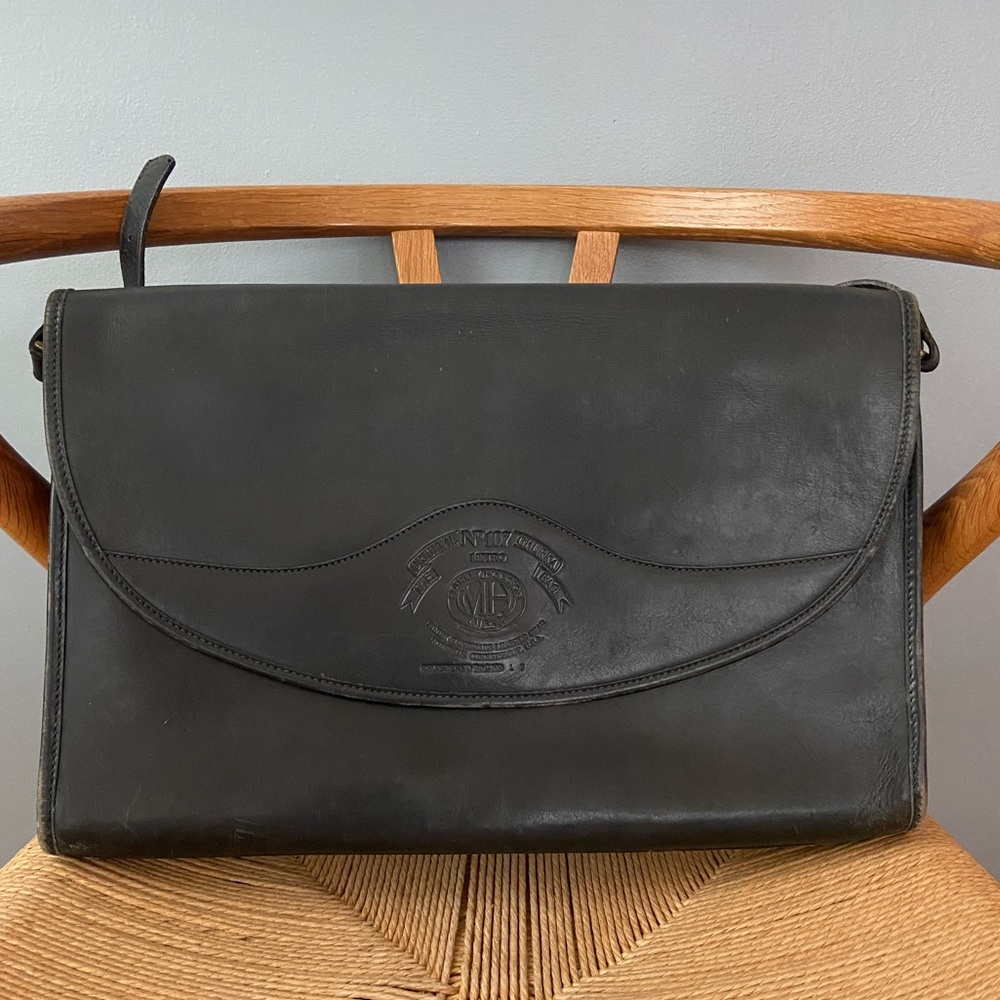 Vintage Ghurka Marley Hodgson number 107 “Metro” messenger bag, black leather